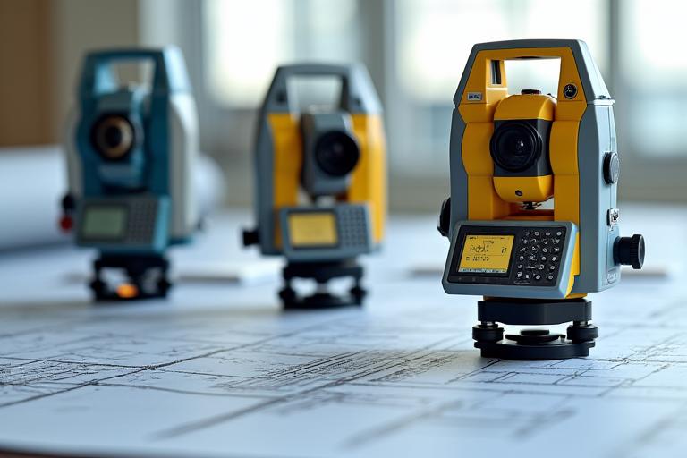 Equipos de topografía y medición para planificación de obras